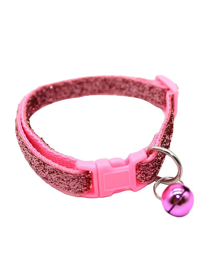 NIBEMINENT Shiny Quick Release Buckle Necklace With Bell Pendant Pink