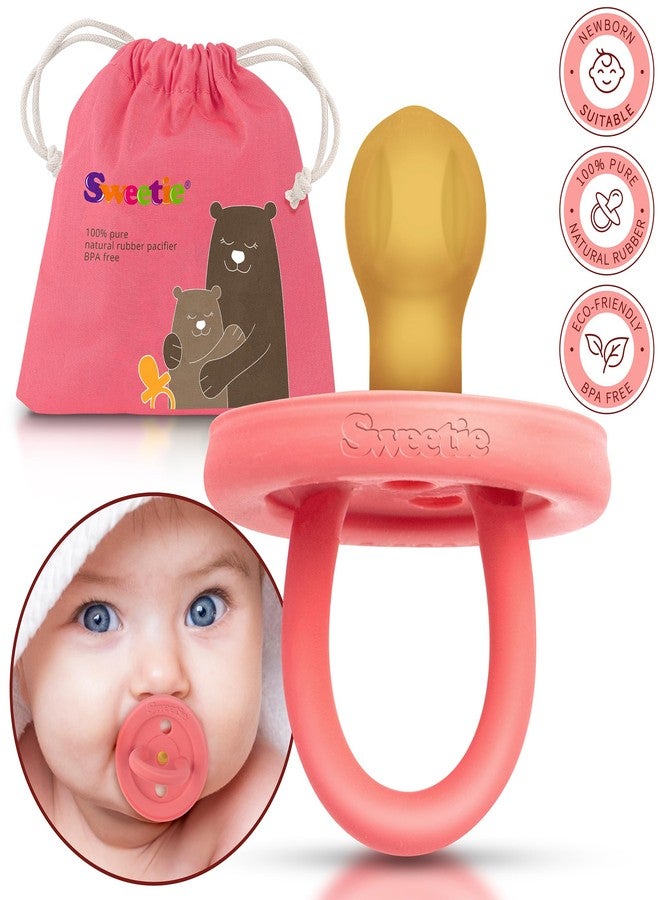 SWEETIE Rubber Pink Pacifier Natural Rubber Pacifier Rounded (0-6 Month, Pink) - Image 2