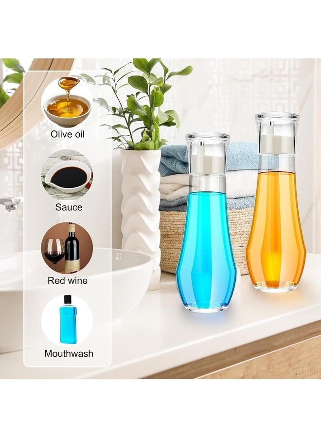 4 Pcs Glass Mouthwash Dispenser with Cup Lid, Refillable 8.8 oz Mouthwash Decanter, Small Clear Mouth Wash Container Bottle for Bathroom Countertop Travel  - Image 2