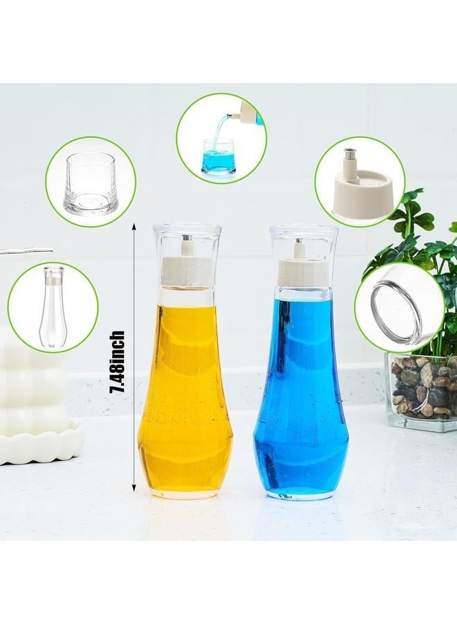 4 Pcs Glass Mouthwash Dispenser with Cup Lid, Refillable 8.8 oz Mouthwash Decanter, Small Clear Mouth Wash Container Bottle for Bathroom Countertop Travel  - Image 3