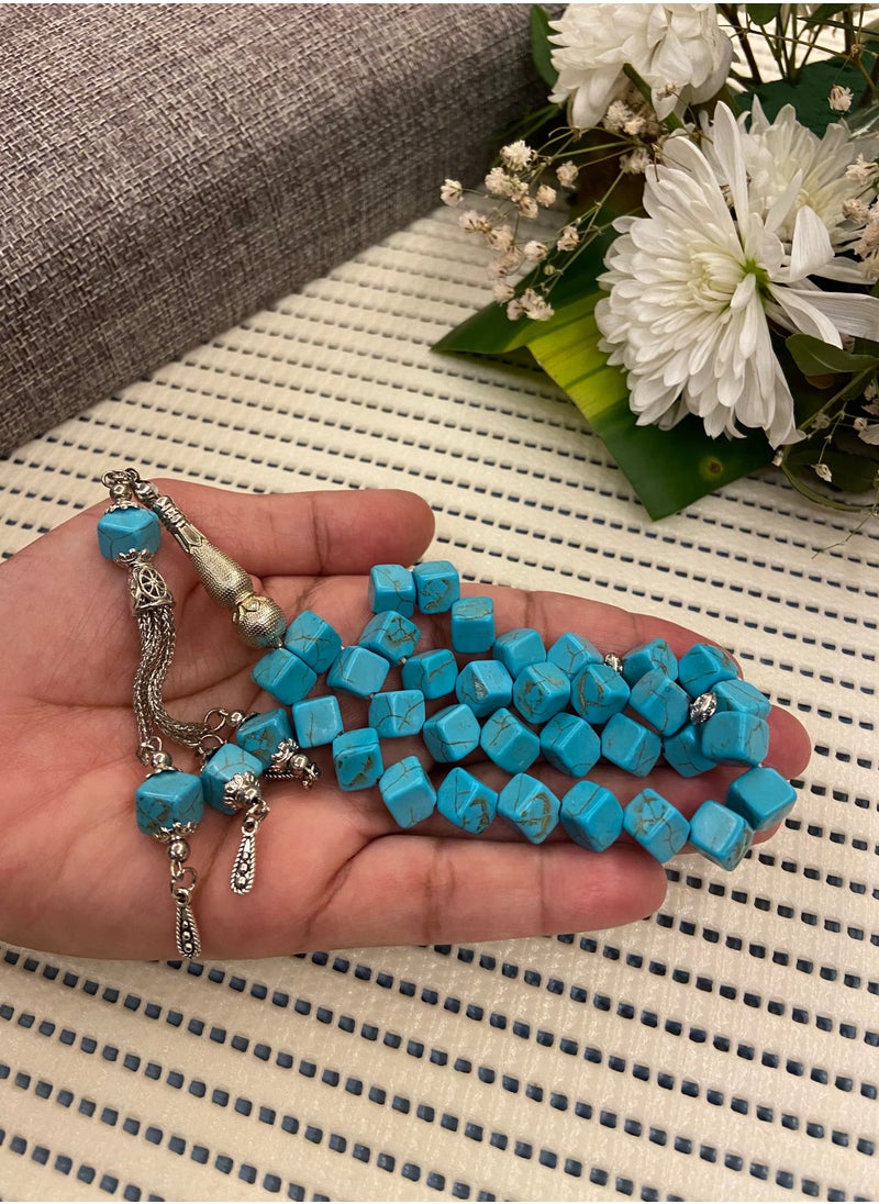 JewelryJo - Natural Turquoise Stone Prayer Beads For Men 33 Beads Size 10mm - Image 1
