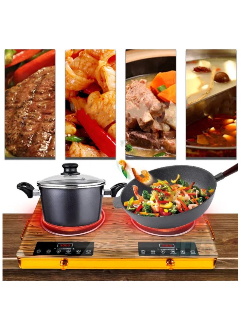 Generic - Portable 2 Burners Dual Induction Electric Cooktop Hot Plate, 3500W Power with 10 Temperature Levels, Safety Lock, Timer, Scratch-Resistant Ceramic Surface, Magnetic Cookware - Image 1