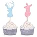 Giuffi 24 Counts Buck or Doe Cupcake Toppers for Baby Shower Party Supplies Reeindeer Antler Boy or Girl Pink or Blue Gender Reveal Decorations Picks - Image 4