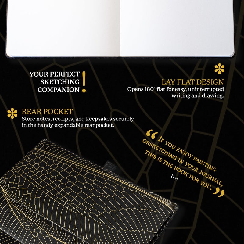 Dingbats* Notebooks Dingbats* Pro Dotted Large B5 Notebook with Gift Box - Black Textile Cover, Thread-Bound Writing Journal - Pocket, Elastic Closure, Bookmark - Image 5