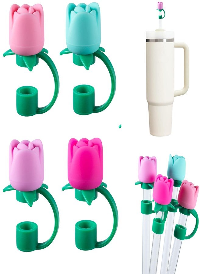Onlymory Straw Covers for Stanley Cup Accessories 40 30 20 OZ, Flower Straws Toppers, Silicone Straw Cover Caps for Stanley Tumbler Cup, Dust-proof Spill-proof - Image 1