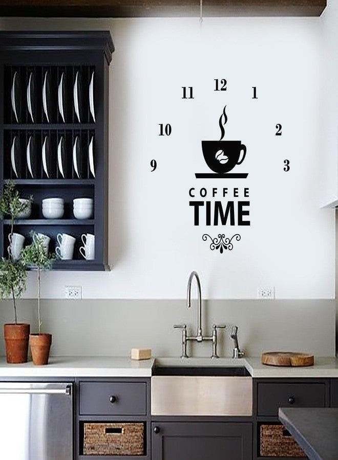 SnappySticker ملصق حائط SnappySticker Time Clock Shop Coffee Lover لغرفة النوم، غرفة المعيشة، المكتب؟ ملصق حائط كبير قابل للإزالة ومقاوم للماء من الفينيل؟ ملصق ديكور منزلي، المقاس: 27 × 27 - Image 2