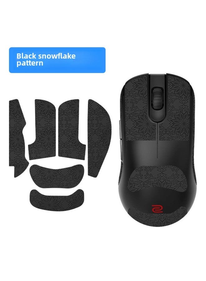 For ZOWIE Zhuowei FK2-DW Mouse Anti-slip Sticker Wireless Fk2dw Side Skirt Sticker Sweat Absorbing Palm Membrane Back Sticker-Color:[all Inclusive] Snowflake Pattern Mouse Sticker [free Cleaning Cotton]  - Image 1