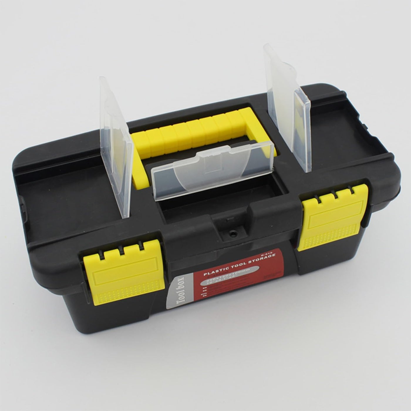 Heyiarbeit 10" Tool Box Plastic Tool Box with Removable Tool Tray Organizer Storage for Tools,Parts,Toys,Art 9.8"x 4.7"x 3.9" Black