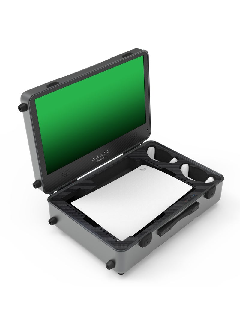 SHARX SHARX QUEST Portable Gaming Suitcase (PQ-24Q165I) – 24” QHD 165Hz , Dual 7W Yamaha Speakers, HDMI 2.1, Type-C Hub, Detachable Trolley, VRR, ALLM, PS5 & Xbox S Compatibility, Aluminum Body with Carbon Fiber Finish  - Image 2