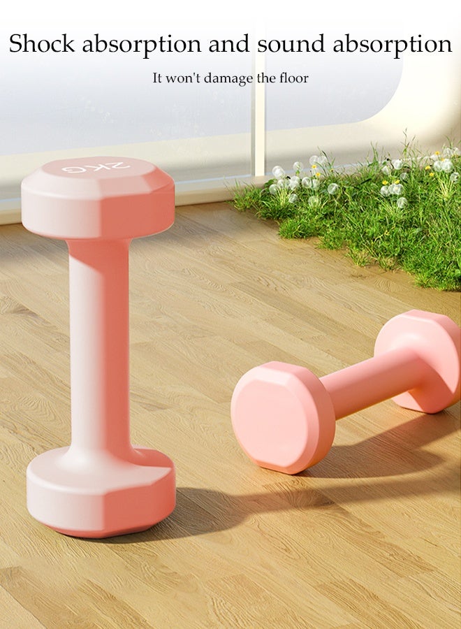 DUNISO 2 قطع دمبل حديد مصبوب مغطى بالمطاط، دمبل سداسي للرياضة واللياقة البدنية، حجم صغير للنساء، 1 كجم*2، معدات تدريب قوة عالية الجودة للاستخدام المنزلي، التمارين، رفع الأثقال، اليوغا، وردي - Image 5