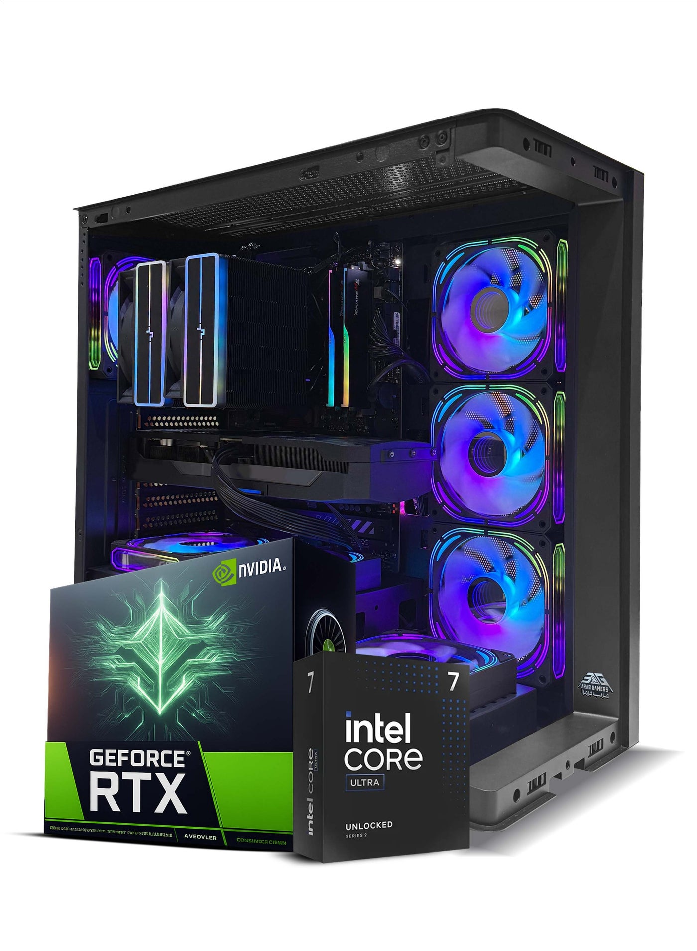 Cyclone Onyx Black Gaming PC, Intel Core Ultra 7-265KF Processor, 32GB Ram, 2TB NVMe M.2 SSD, GeForce RTX 5060 8GB Graphics Card, WiFi/BT Ready, Win11 Pro, RGB Gaming Case