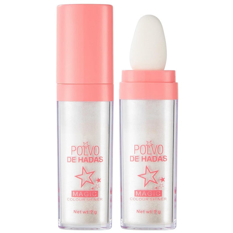 URQT 2PCS Polvo De Hadas Fairy Dust Highlight Patting Powder - Full Body Contouring and Clavicle Pearlescent Patting Powder for Face and Eye, Christmas Sparkling Body Glitter (#01 White & #02 Pink) - Image 1
