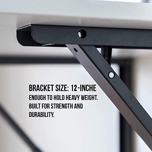 Qara Folding Table Brackets, max Load 325 lbs. (150 kg) Folding Table Bracket Hinge Wall Mounted, Steel Collapsible Shelf , (12 inch Bracket) (Black) - Image 5