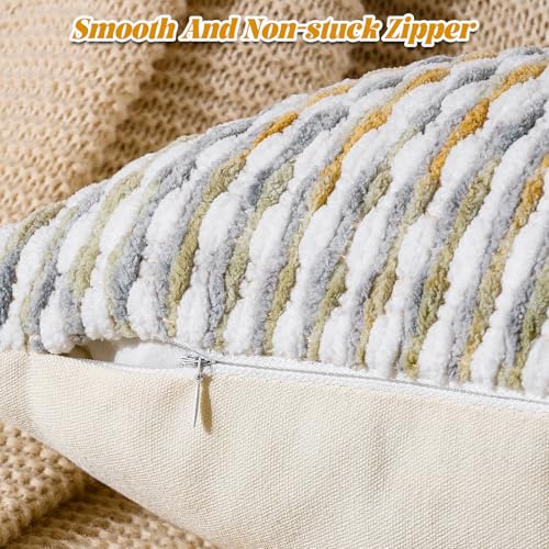 AmHoo Boho Chenille Pillow Cover Decorative Tufted Pillowcase for Couch Bed Sofa Bedroom Living Room Modern 18 x 18Inch Grey - Image 3