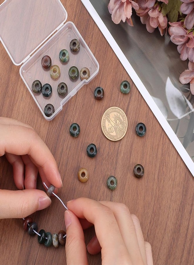 SOFPLATE 1 Box 30Pcs Large Hole Stone Beads 10mm Gemstone Rondelle Bead Bulk Indian Agate Crystal Flat Round Natural Stone Spacer Beads for Beading Bracelets Jewelry Making Necklaces Hair Accessories - Image 3