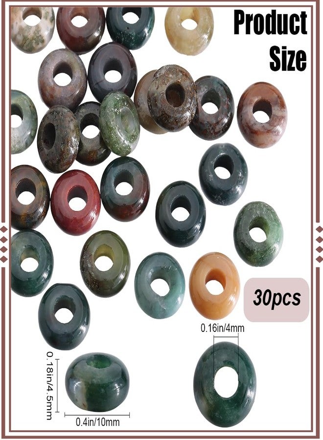 SOFPLATE 1 Box 30Pcs Large Hole Stone Beads 10mm Gemstone Rondelle Bead Bulk Indian Agate Crystal Flat Round Natural Stone Spacer Beads for Beading Bracelets Jewelry Making Necklaces Hair Accessories - Image 2