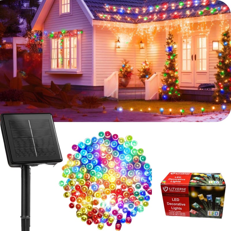 LITVERSE Solar Powered 120 LED Waterproof String Lights – Indoor/Outdoor Decorative PVC Fairy Lights for Garden, Patio, Landscape, and Holiday Decoration (Multi) - Image 1