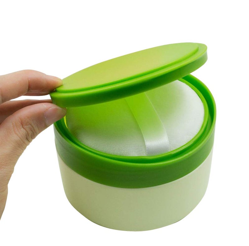 SYBL 1Pcs Baby After-Bath Puff Box Body Talcum Powder Box Case Container Dispenser with Sifter and Powder Puff for Travel and Home Use(Green) - Image 1