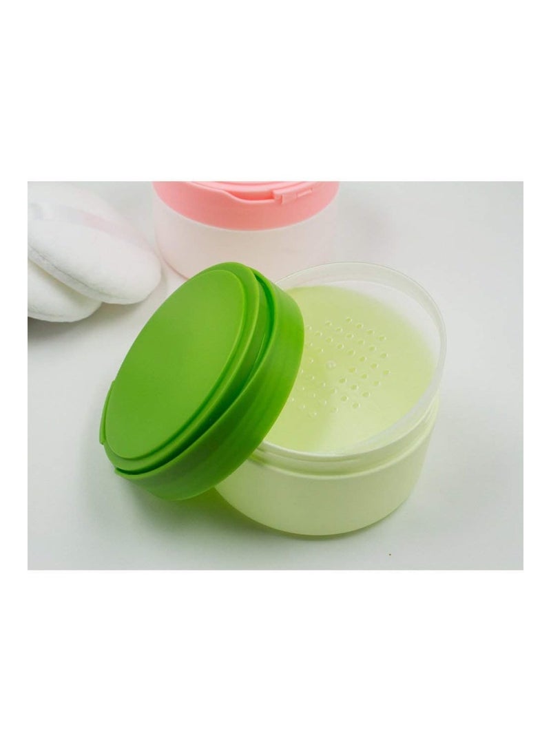 SYBL 1Pcs Baby After-Bath Puff Box Body Talcum Powder Box Case Container Dispenser with Sifter and Powder Puff for Travel and Home Use(Green) - Image 4