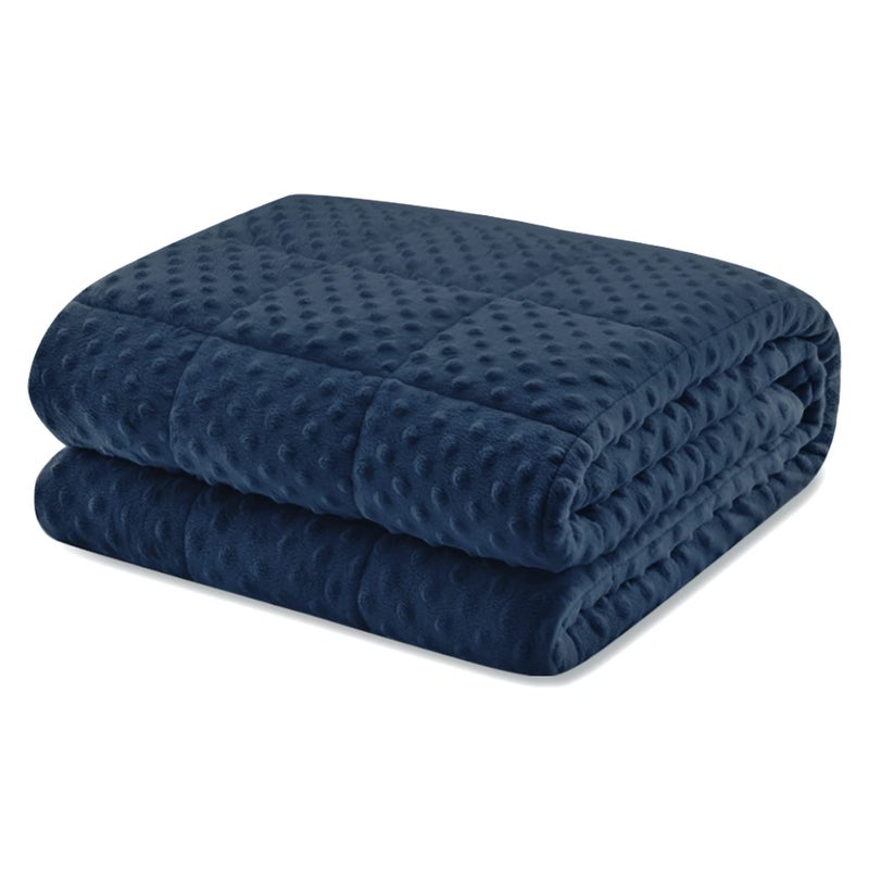 Huloo Sleep Weighted Blanket Twin 15lbs for Adult4878Navy Blue Breathable Soft Minky Weighted Throw Blanket for All SeasonHeavy Blanket with Premium Glass Beads