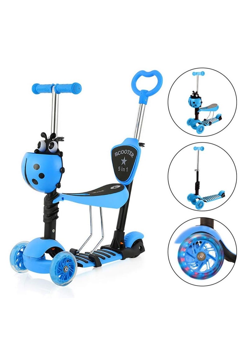 Ladybug Design 5-in-1 Multi-purpose Kids Scooter - Blue  - Image 1