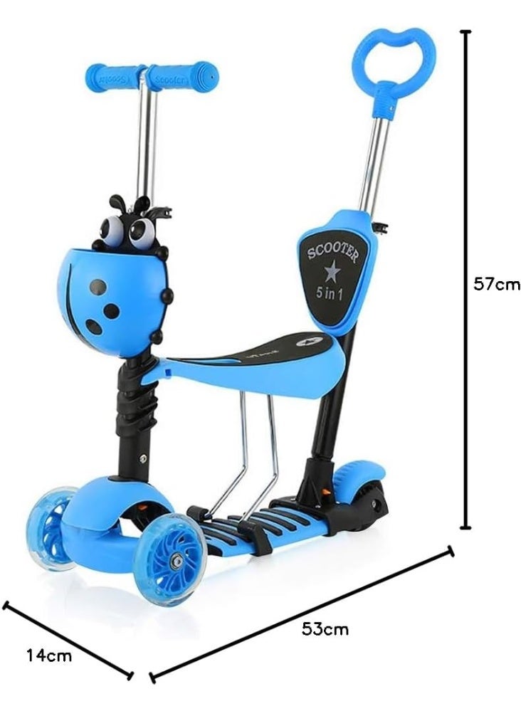 Ladybug Design 5-in-1 Multi-purpose Kids Scooter - Blue  - Image 2