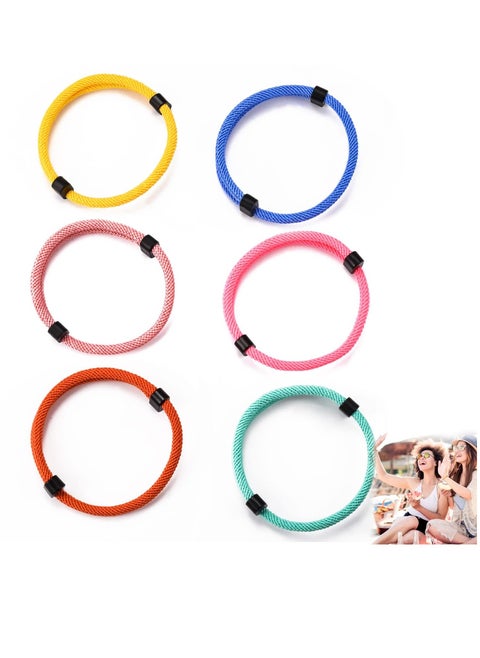 6 Pcs Nautical Braided Rope Bracelets Colorful Set for Men Women Waterproof Adjustable Braided Cord Friendship Rope Bracelet Handmade Navy Marine String Bracelet with Metal Knot Woven