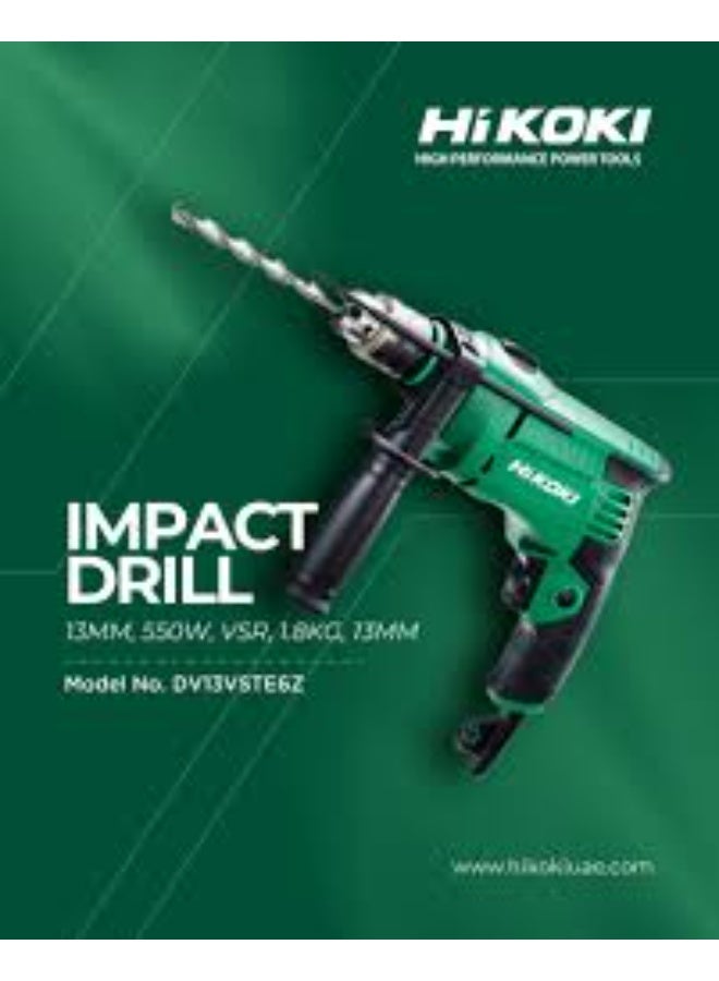 Hikoki Impact Drill 13mm, 550W, Variable Speed & Reverse (VSR), 1.8kg Lightweight Design, 13mm Concrete Drilling Capacity – Model DV13VSTE6Z - Image 3