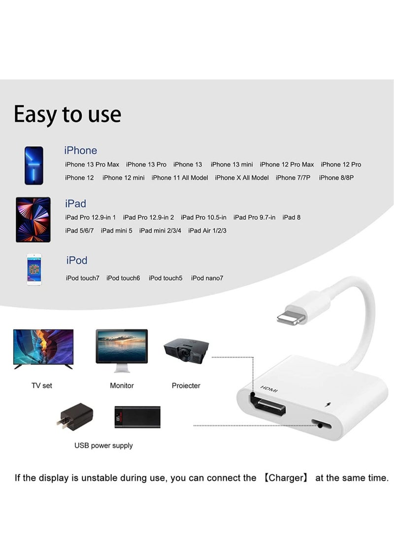 Generic - HDMI Adapter for iPhone to TV,iPad to HDMI,1080P HD Digital AV Adapter(No Need Power) Video & Audio Sync Screen Connector Compatibility with iPhone 14/13/12/11/X/8/iPad/to HDTV,Projector, Monitor. - Image 1