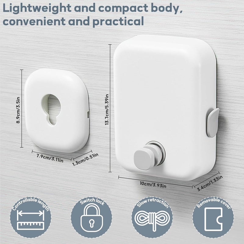 Retractable Clothesline Indoor Outdoor Clothes Line, Heavy Duty Adjustable Clothes Drying Line with Clip, Wall Mounted Clothes Line Outdoors Set Steel Wire Rope, Lock to Hanging - Image 5