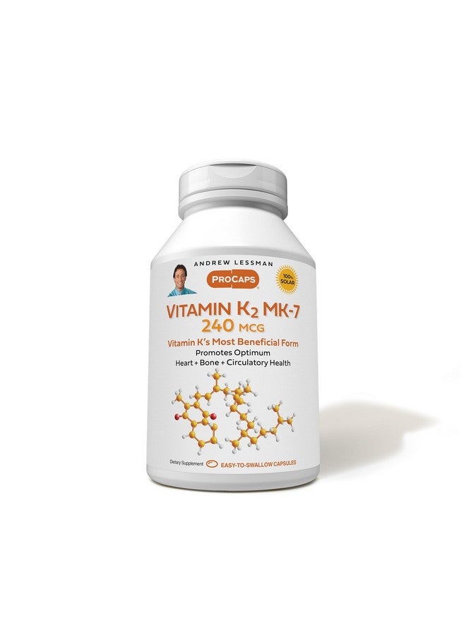ANDREW LESSMAN Vitamin K2 MK7 240 mcg 180 Softgels - Essential for Healthy Calcium Utilization, Promotes Optimum Skeletal, Heart and Arterial Health. No Additives. Small Easy to Swallow Softgels - Image 1