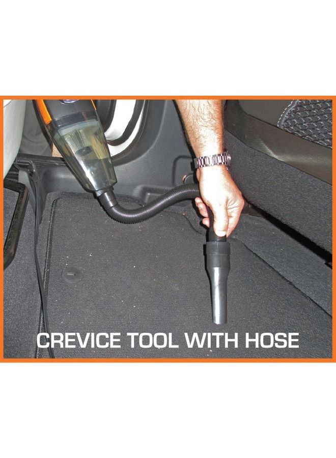 SPIDER Car Vacuum Cleaner - Portable, High Power, Mini Handheld Vacuum w/ 3 Attachments, 9 Ft Cord & Bag - 12v, Small Auto Accessories Kit for Interior Detailing - Black/Orange - Image 3