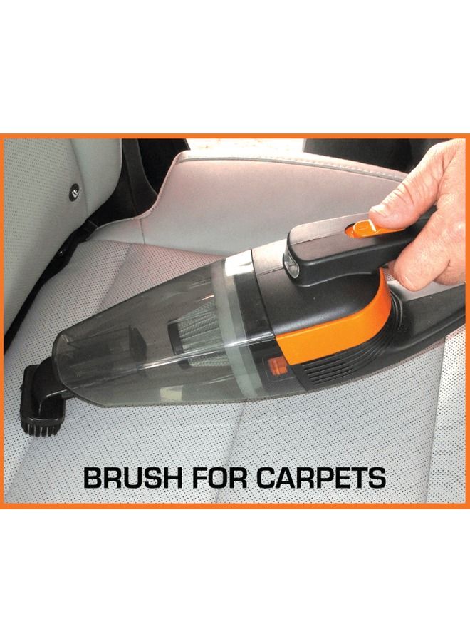SPIDER Car Vacuum Cleaner - Portable, High Power, Mini Handheld Vacuum w/ 3 Attachments, 9 Ft Cord & Bag - 12v, Small Auto Accessories Kit for Interior Detailing - Black/Orange - Image 2