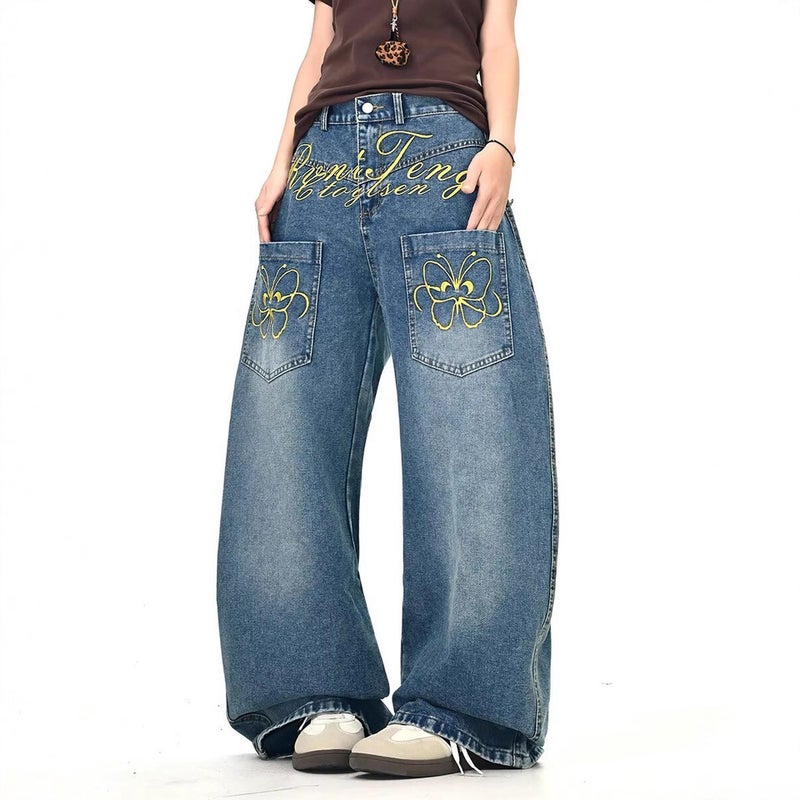 Unisex Classic Denim Jeans Loose Fit Daily Outdoor Wear - Image 5