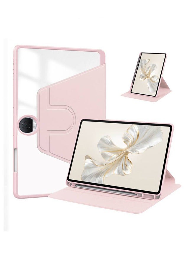 Case for  Honor Pad 9 12.1 Inch,Tablet Protective Case  , Acrylic 360 ° Rotating Design, Automatic Wake-up/sleep, Soft Leather,Pink - Image 1
