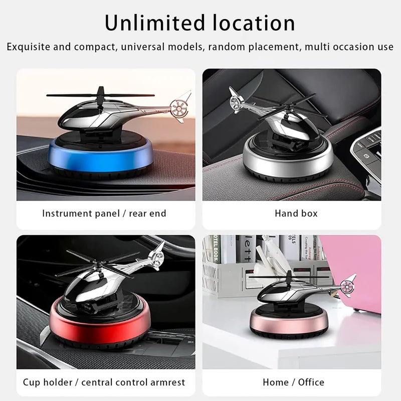 cheekyglo Solar Helicopter Car Aromatherapy Decor, Solar Energy Rotating Helicopter Design Aromatherapy Diffuser Car Air Freshener Essential Oil Diffuser Small Aromatherapy for Car Office Home (Red) - Image 3