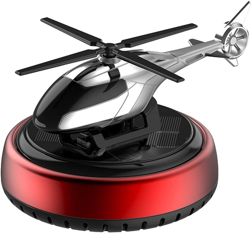cheekyglo Solar Helicopter Car Aromatherapy Decor, Solar Energy Rotating Helicopter Design Aromatherapy Diffuser Car Air Freshener Essential Oil Diffuser Small Aromatherapy for Car Office Home (Red) - Image 1