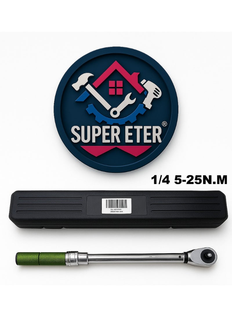 SUPER   ETER SUPER ETER Professional 1/4" Ratchet Torque Wrench – Model 10005959 – 5–25 N.M New Adjustable Torque Wrench - Image 1
