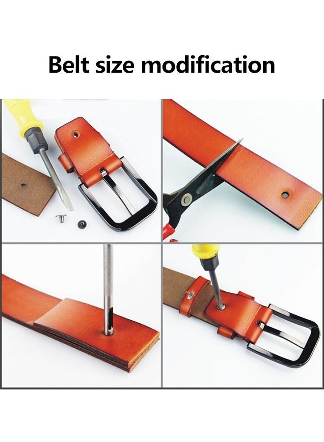 Men's Leather Belt Pin Buckle Belt (Dark Brown) - Image 4