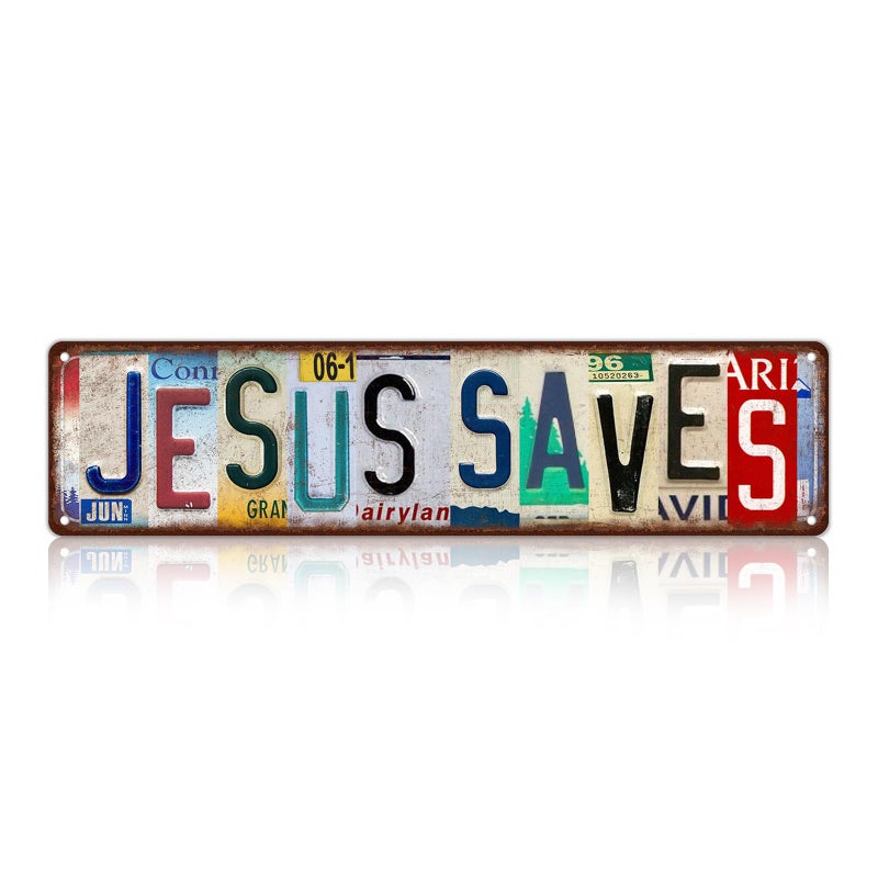 MTsigns Vintage Jesus Saves Wall Decor Street Signs Metal Tin Signs 16 x 4 Inches - Image 1