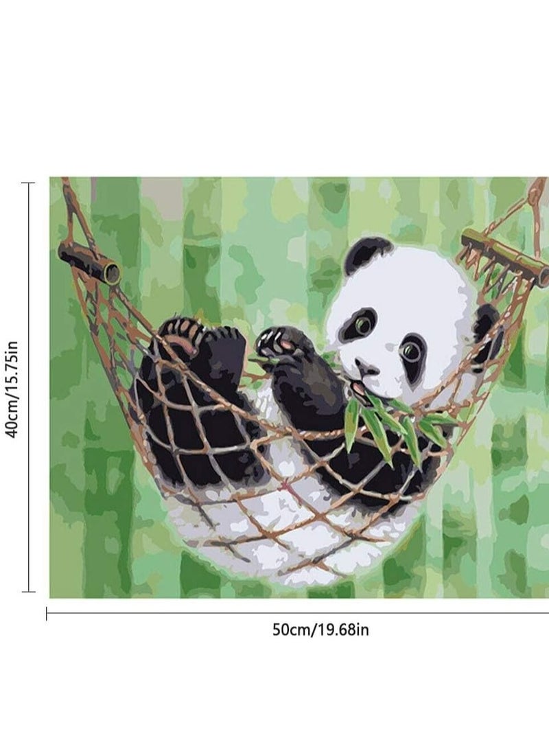 Excefore Paint by Numbers for Adults Kids, 5D Diamond Picture Cute Panda, 20x16 inch Painting by Number Kits Canvas DIY Oil Paint by Numbers with Paint Brushes and Acrylic Pigment Perfect for Wall Decoration - Image 3