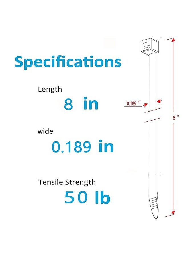 100 Pcs Cable Ties, 8 Inch 50BL Black Cable Ties, Multi-Purpose Self-Locking Nylon Cable Cord Management, Plastic Cable Ties, Ideal for Home, Office, Garden, Workshop (100,7.8 Inch) - Image 2