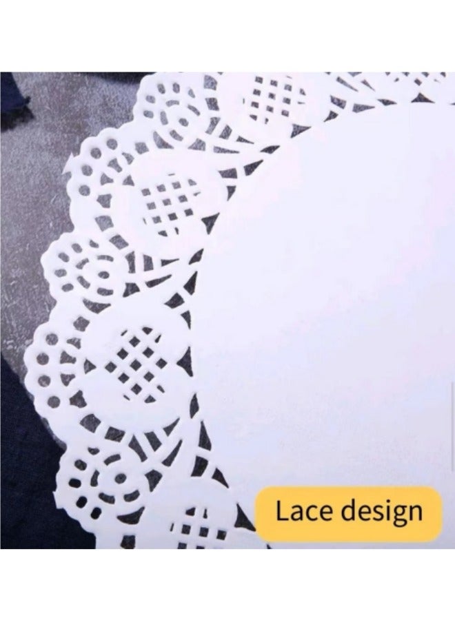 100 Pieces Baking Paper Mats Disposable Oil-Absorbing Paper Food Tray Liners Decorative Lace Hollow Round Paper Set White 8.5 Inches - Image 5