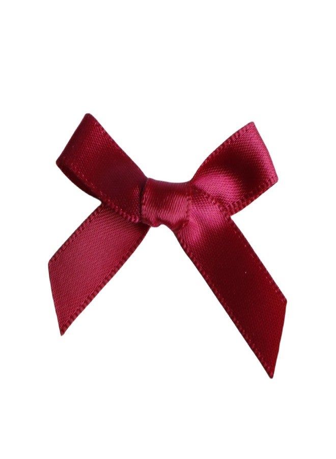 Meseey 100 Pcs Mini Burgundy Satin Ribbon Bows with Tape 1.5 Inch Self Adhesive Craft Bows Flowers Appliques DIY Craft for Sewing, Scrapbooking, Wedding, Gift,Christmas Decoration (Burgundy - Image 2