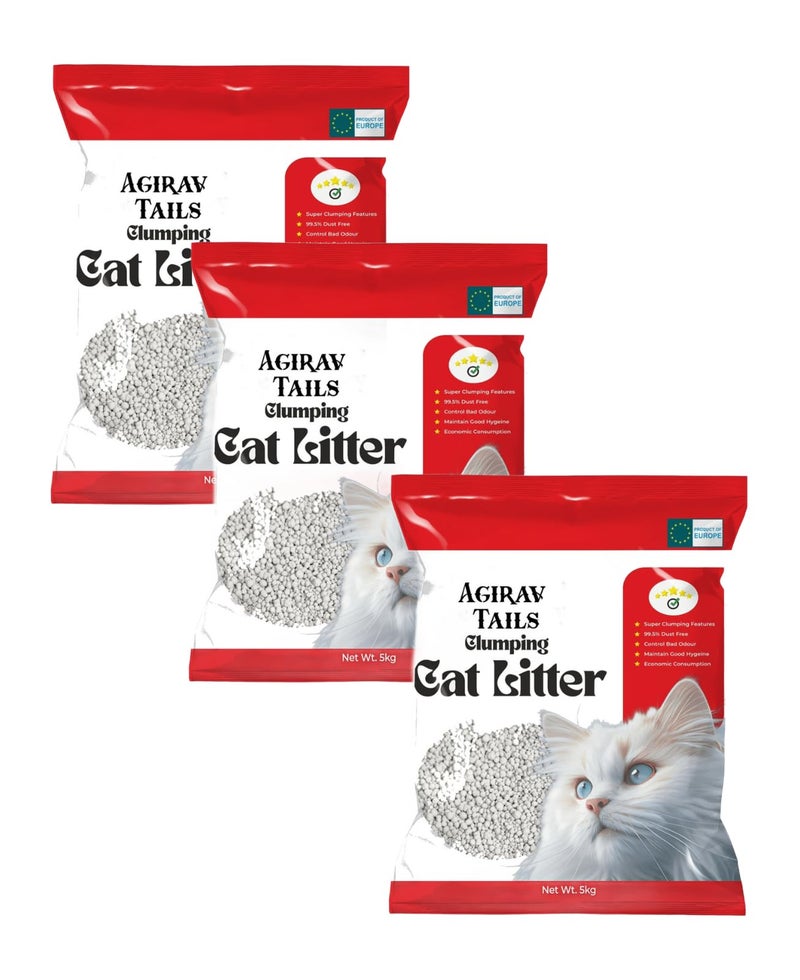 Agirav Tails Cat Litter - Premium Unscented w/Natural Ingredients - Low Dust Superior Odor Control - Hard Clumping Moisture Absorbing Clay Multi Cat Litter (15KG, Rose) - Image 3