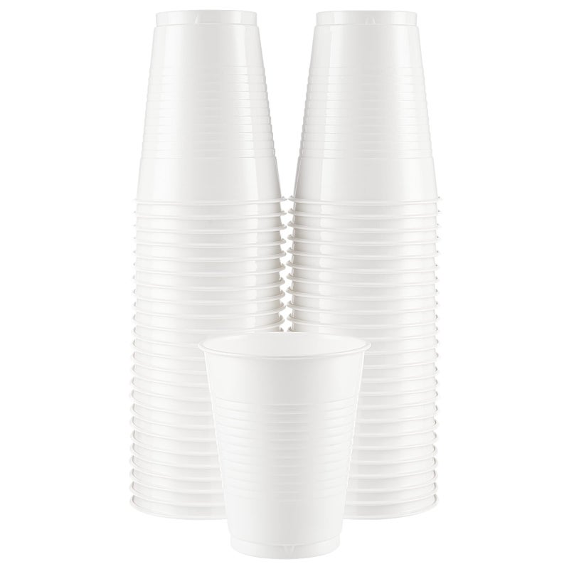 Disposable Plastic Cups White Colored Plastic Cups 18Ounce Plastic Party Cups Strong and Sturdy Disposable Cups for Party Wedding Christmas Halloween Party Cup 50 Pack  By Amcrate