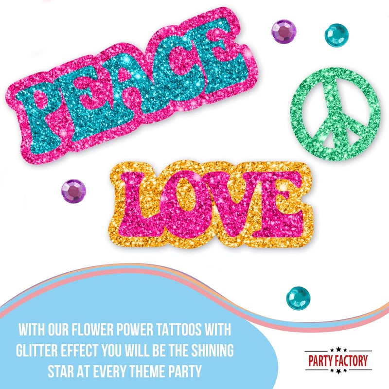 Party Factory Month-round consistent deliver Flower Power Face Tattoo, Temporary Glitter Face Tattoo for Theme Party, Halloween & Carnival, Children and Adults Defect free upgraded substance - Image 5