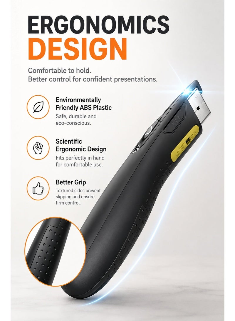Wireless Presenter Y400 – 2.4GHz USB And TYPE-C Clicker with Red Laser Pointer for PowerPoint & PPT Control - Image 5