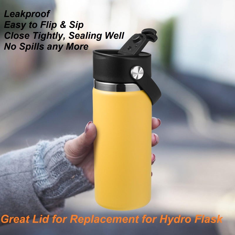 KMN Flip Lid for Hydro Flask Wide Mouth | Top Replacement Lid Compatible with Hydroflask 12 16 18 20 32 40 Ounce | Leak-Proof Coffee Cap with Flex Handle - Image 3