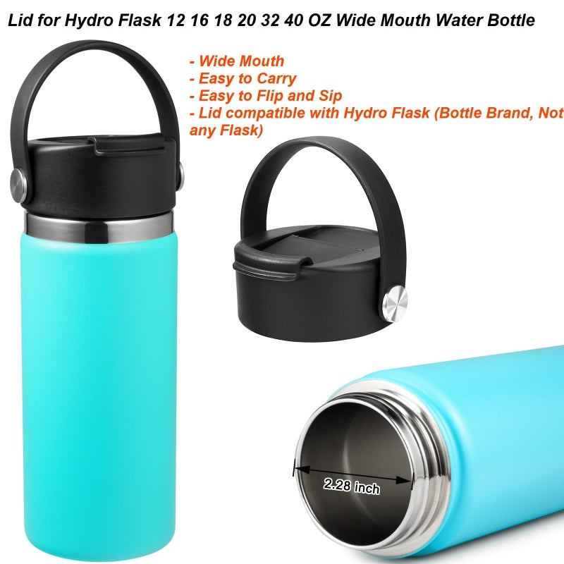 KMN Flip Lid for Hydro Flask Wide Mouth | Top Replacement Lid Compatible with Hydroflask 12 16 18 20 32 40 Ounce | Leak-Proof Coffee Cap with Flex Handle - Image 2
